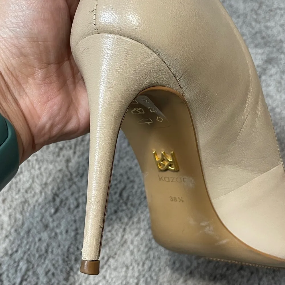 Kazar Women's Beige Leather Stiletto Pumps Size 38.5/US 7.5 - Image 8