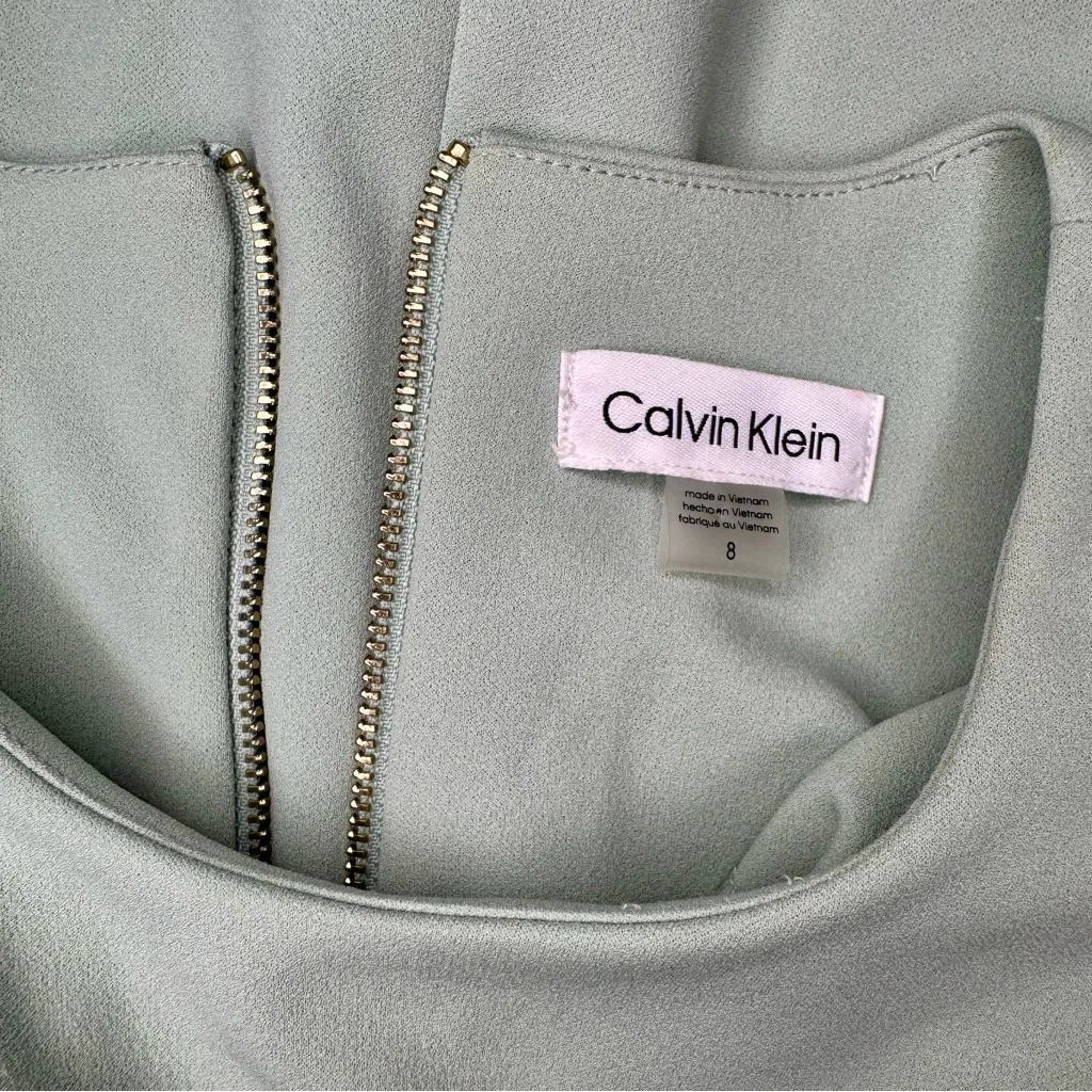 Calvin Klein Tulip Sleeve Sheath Dress Jadeite Green Size 8 - Image 10