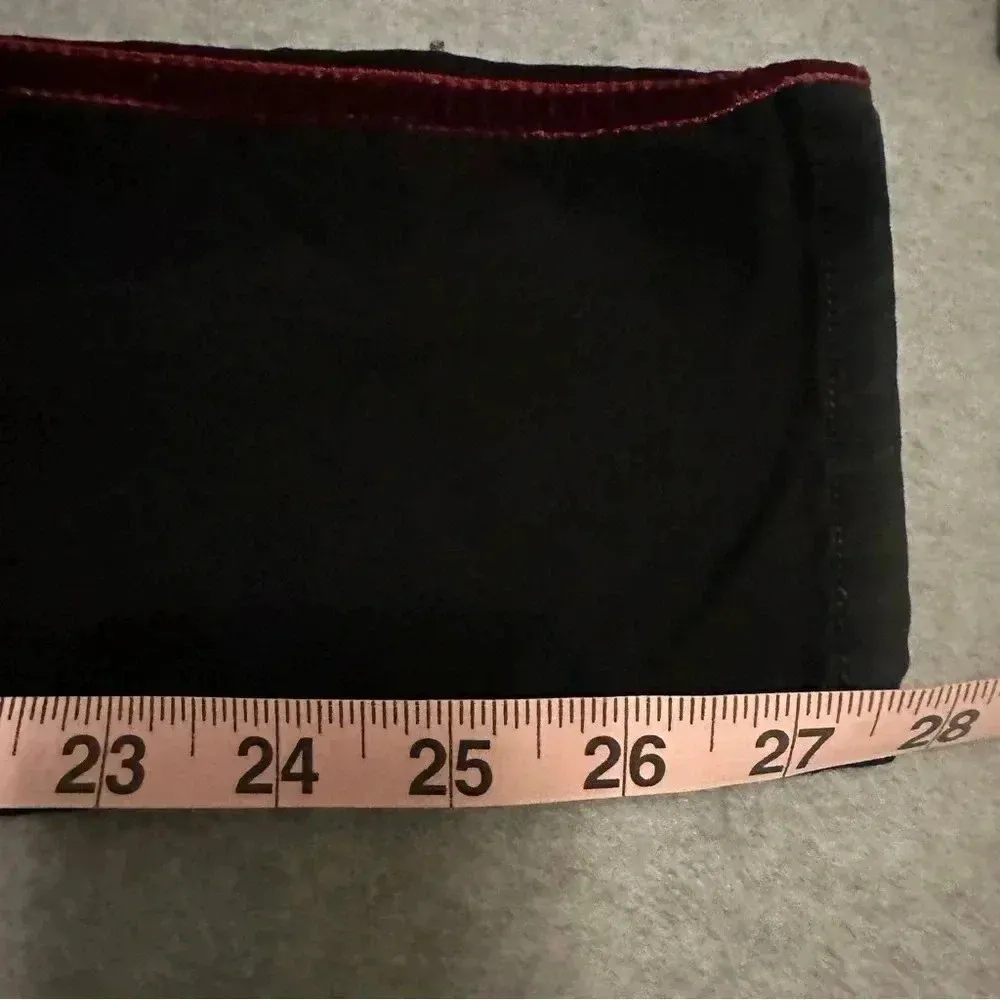 7 for All Mankind b(air) high waist ankle skinny black maroon suede trim size 27 - Image 5