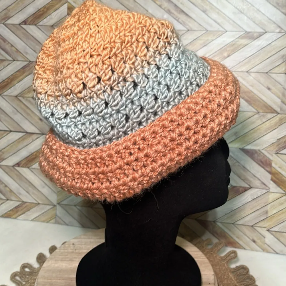 HANDMADE HAND KNITTED Beanie Toboggan‎ Winter Hat Warm Blue - Image 2