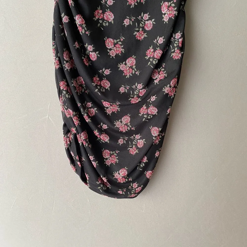 Rolla Costa sz L black pink floral wiggle pencil knee length dress‎ Size L - Image 8