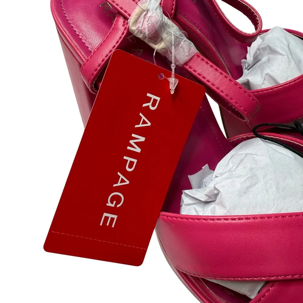 Rampage Open Toe Ankle Strap Patricia Platform Block Heel Sandals Size 8 Pink - Image 8
