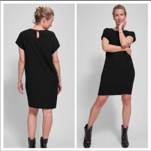 NEW Universal Standard Isabelle Luxe Black Sheath Shirt Dress Size 2XS- US 6-8 - Image 2