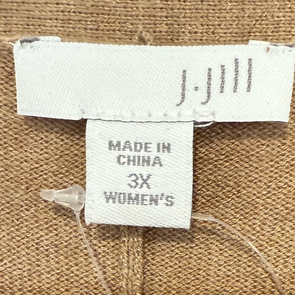 J.Jill Long Cardigan Button Up Tan Camel Color Sweater Wool Blend Lightweight 3X - Image 4