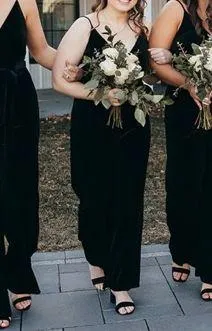 David’s Bridal V-Neck Velvet Jumpsuit with Tie Waist - Image 6