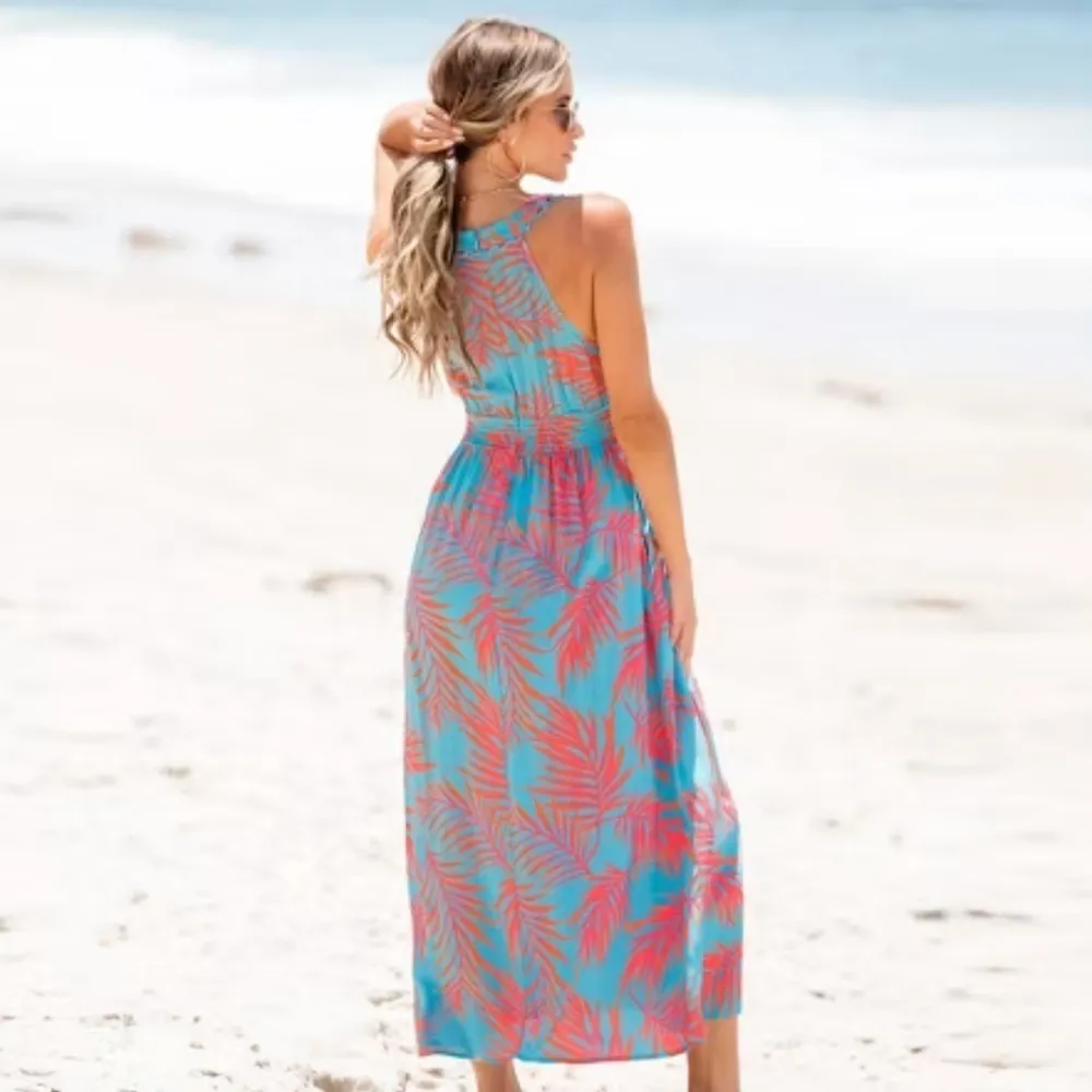 CUPSHE Tropical Sleeveless V- Neck Maxi Dress Size Xl - Image 4