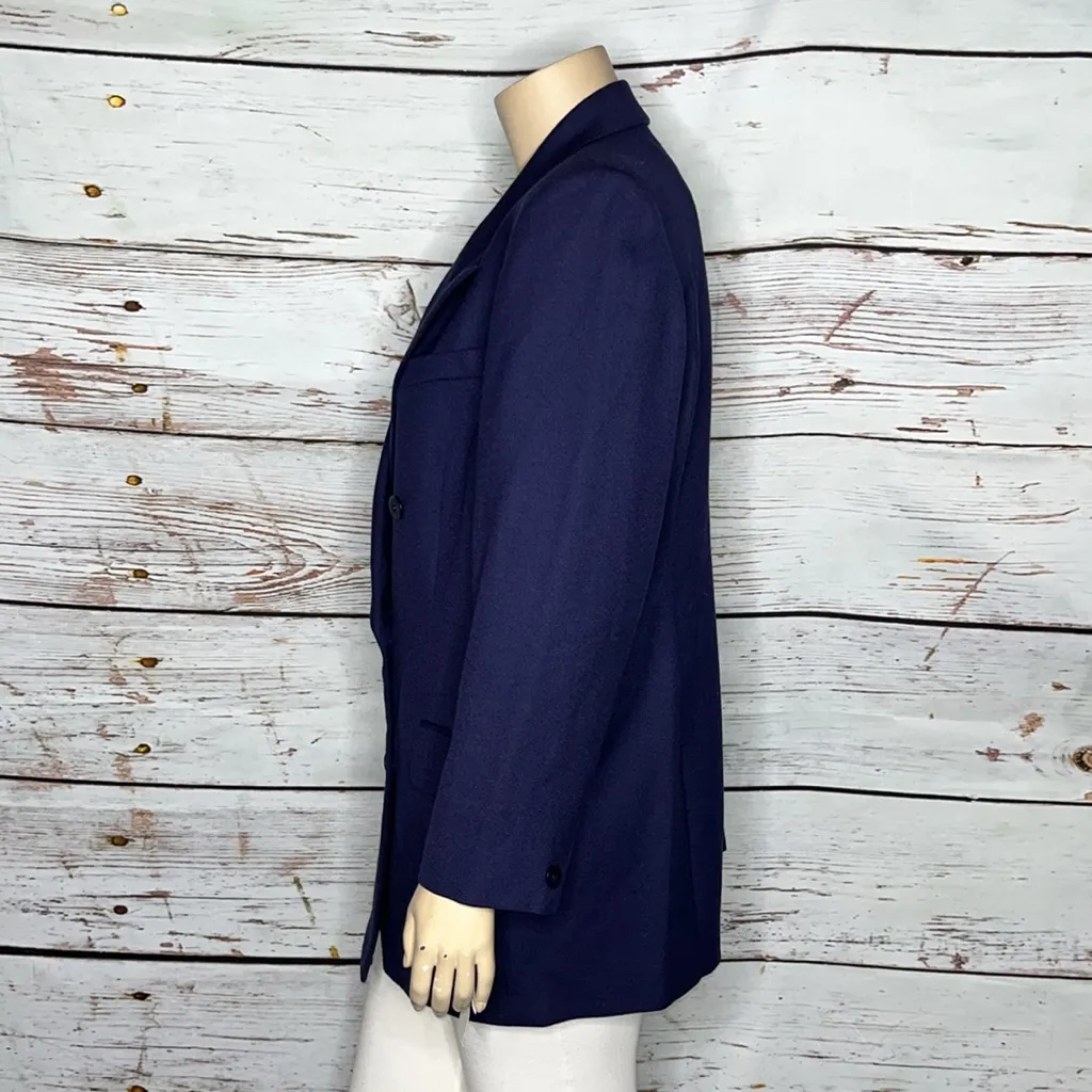 Rena Rowan for Saville NWT Size 18W Navy Blue Worsted Wool Classic Blazer Jacket - Image 3