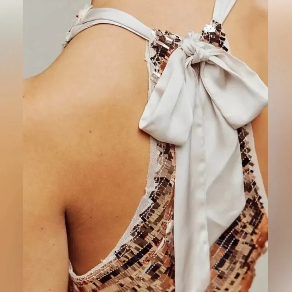 NWOT Free People Cami Disco Fever Top Gold - Image 5