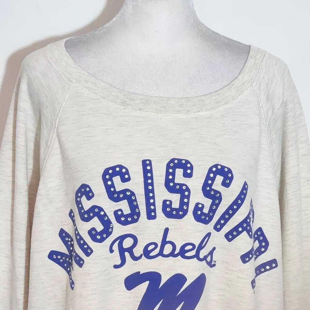 Touch Stadium Gray Ole Miss Rebels Oversized Pullover Tunic Size Large Blue - Image 4