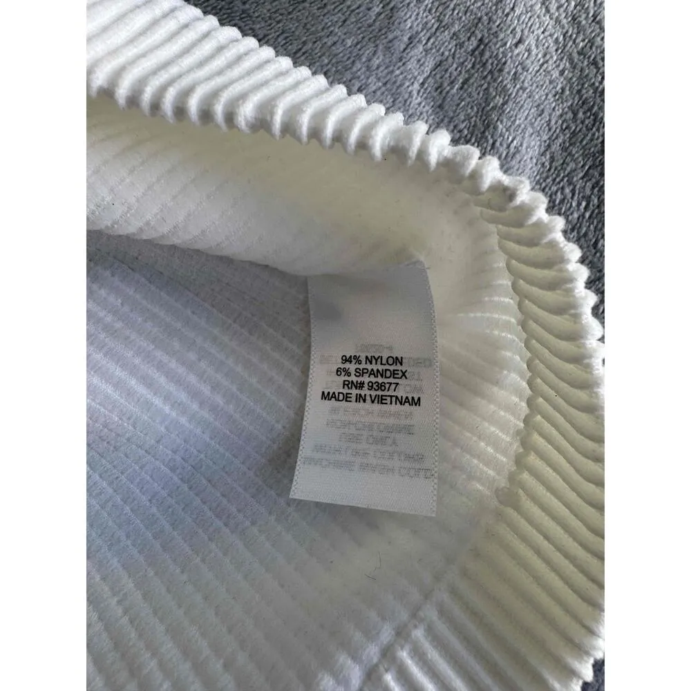 Arizona Jean Co White Ribbed Short Sleeve Square Neck Crop Top‎ Womens L - Image 3