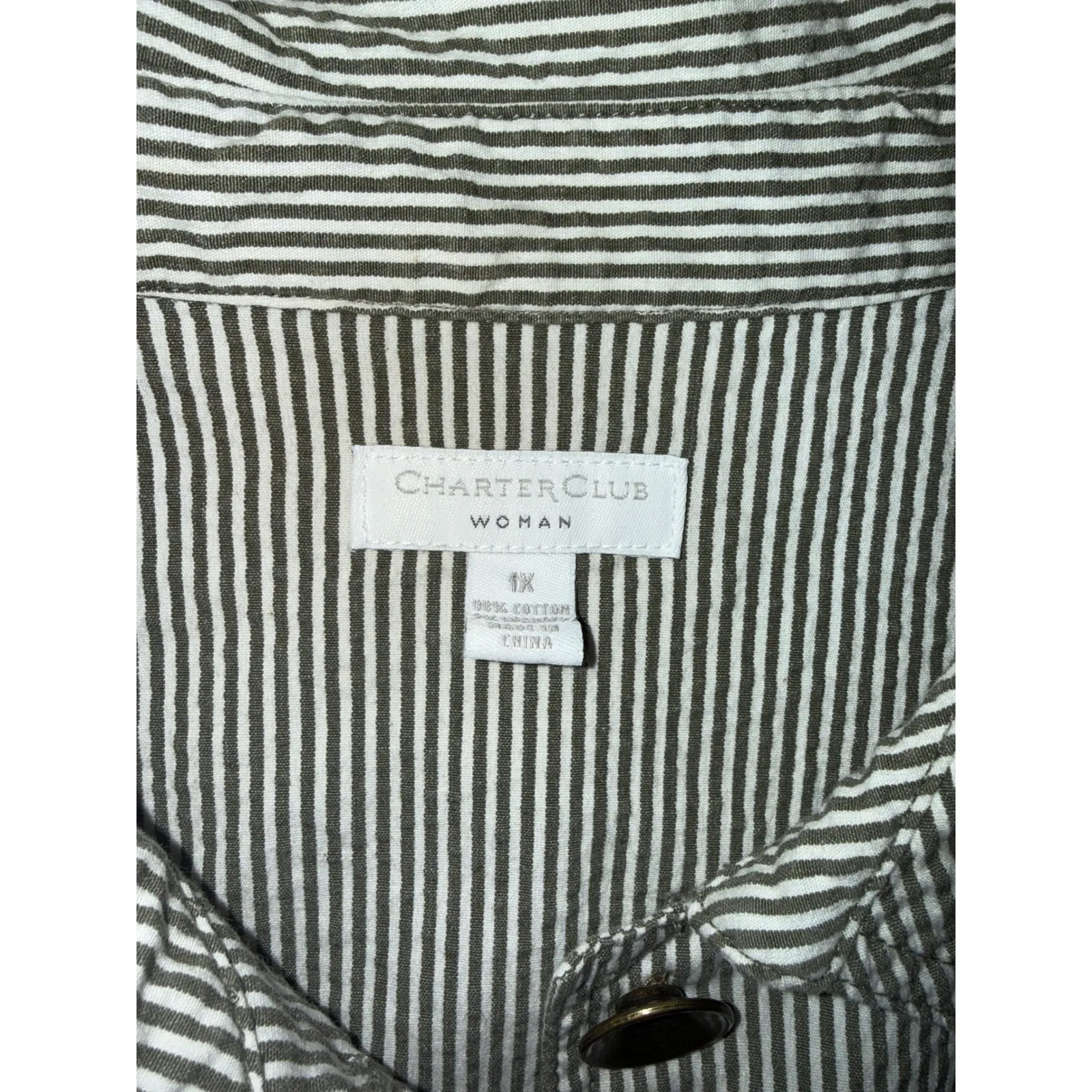 Charter Club Woman 1X Striped Button Front Lightweight Jacket preppy spring - Image 4