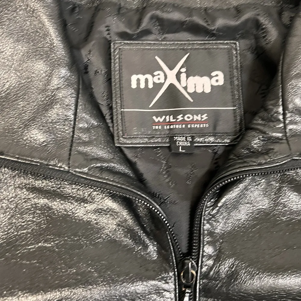 Women's Y2K Wilson's Leather Jacket LG Genuine Leather Coat Black Vintage Cafe‎ - Image 2