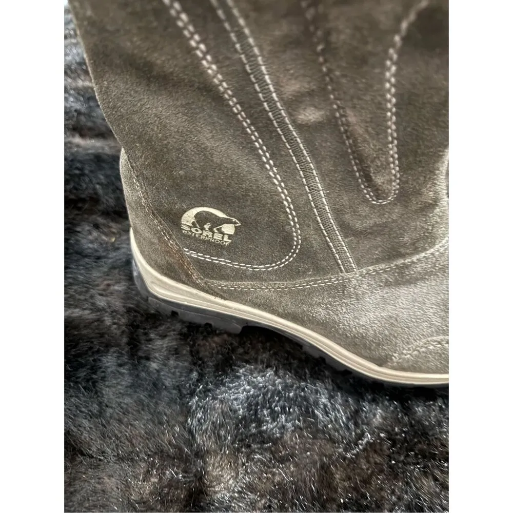 Sorel Snow Boots Womens 7 Water Fall Brown Suede  Insulated NL 1964-326 - Image 3