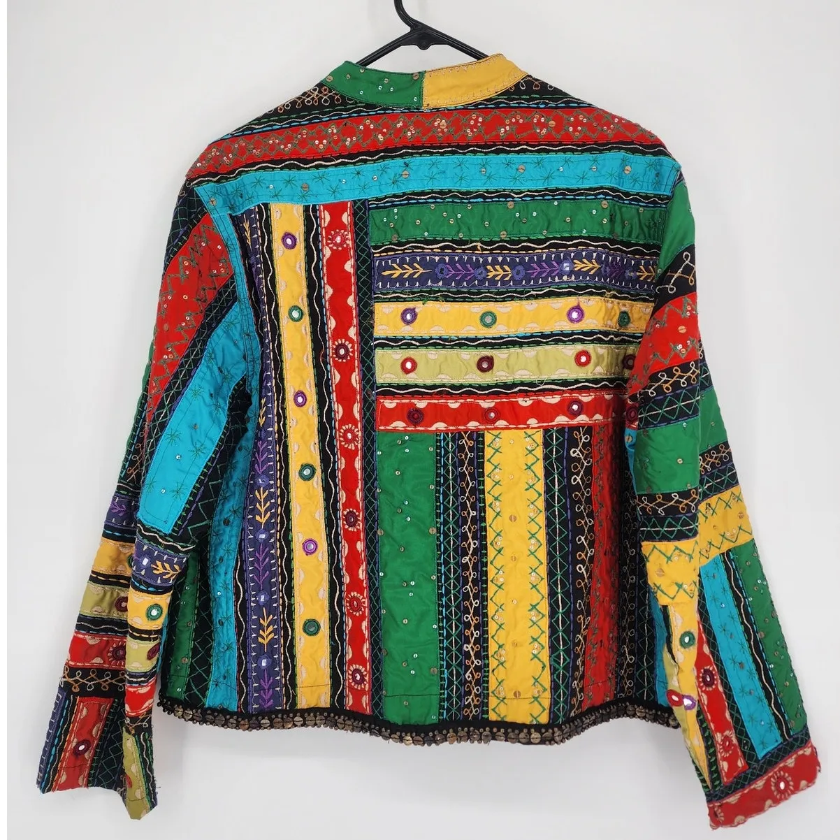 Chico’s Colorful Embroidered Boho Mirror Jacket Multicolor Size Large - Image 14