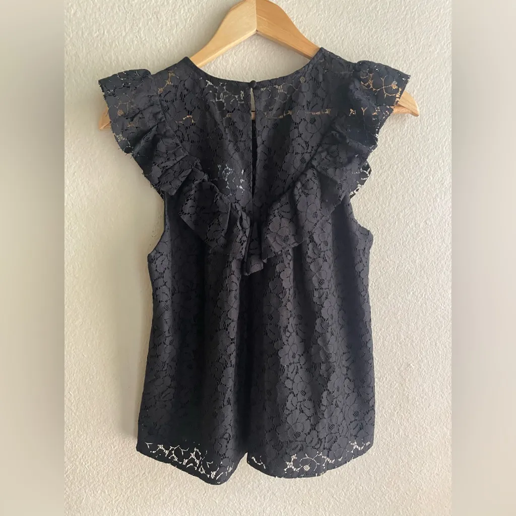 Evereve Roan+Ryan Black Lace Ruffle Top NWT - Image 6