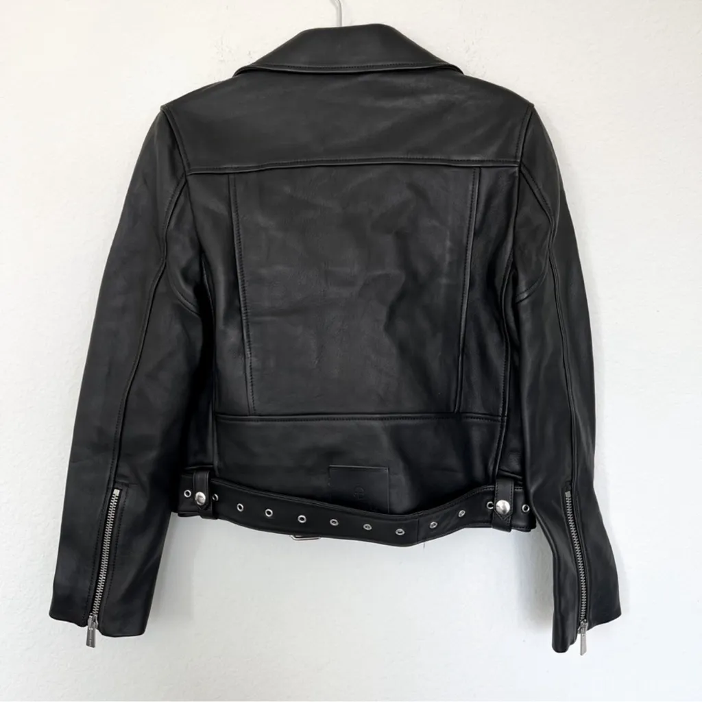 NWT Anine Bing Benjamin Moto Leather Jacket in Black - Image 4