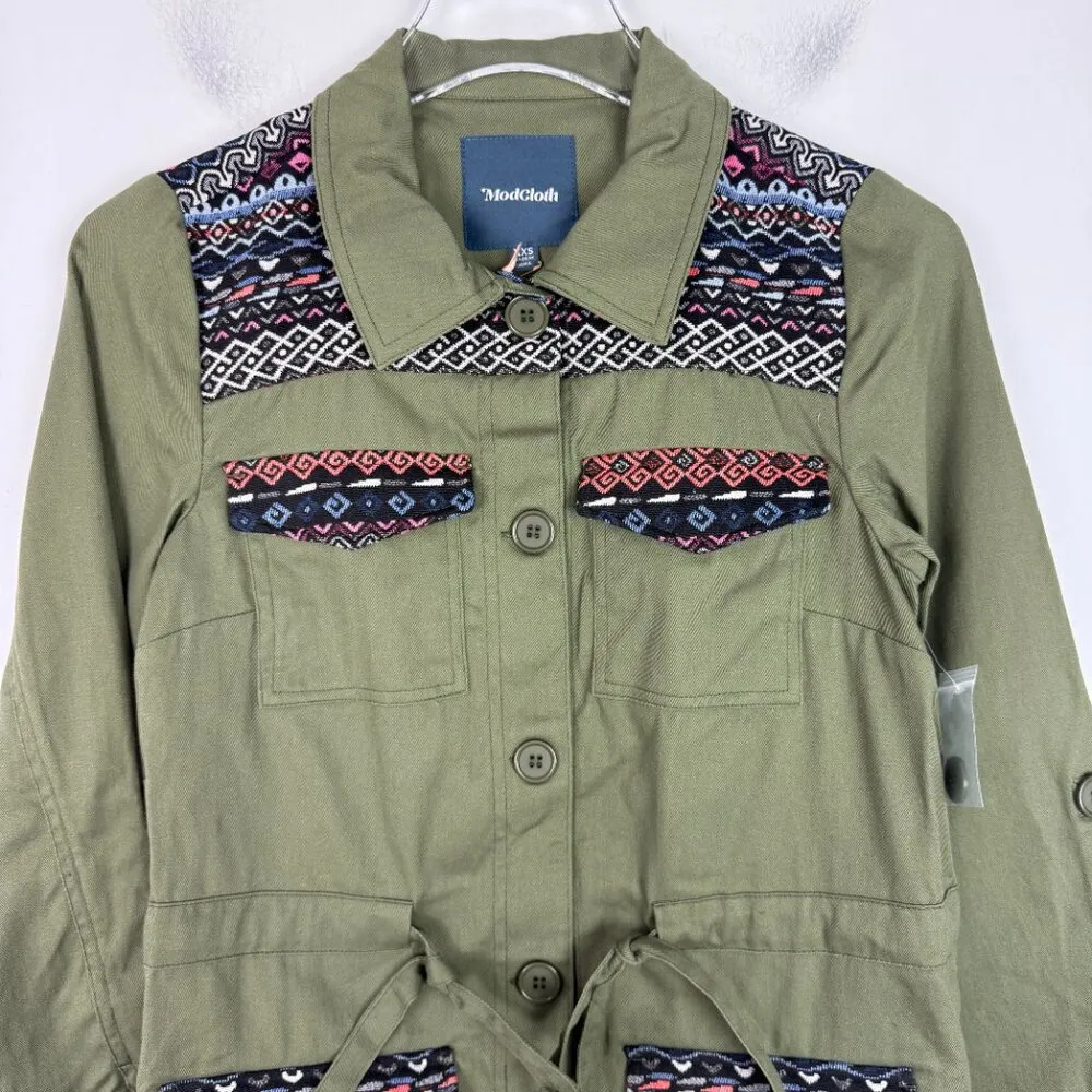 NWT Modcloth Assorted Occasions Anorak Utility Jacket Army Green Size XXS NEW - Image 2