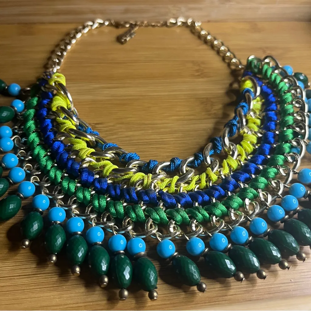 Boutique Colorful Statement Bib Necklace - Image 3