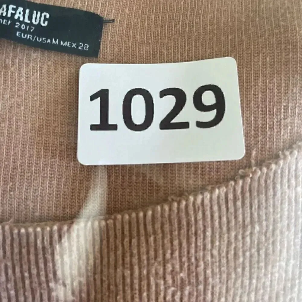 Zara Trafaluc Sweater Womens Large Beige Long Sleeves Crewneck Sweater # 1029 - Image 10