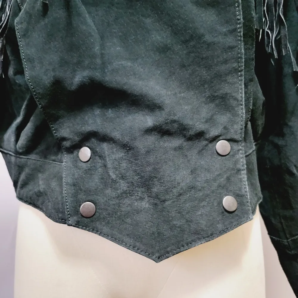 Leather Zone fringed leather jacket size small - Image 3