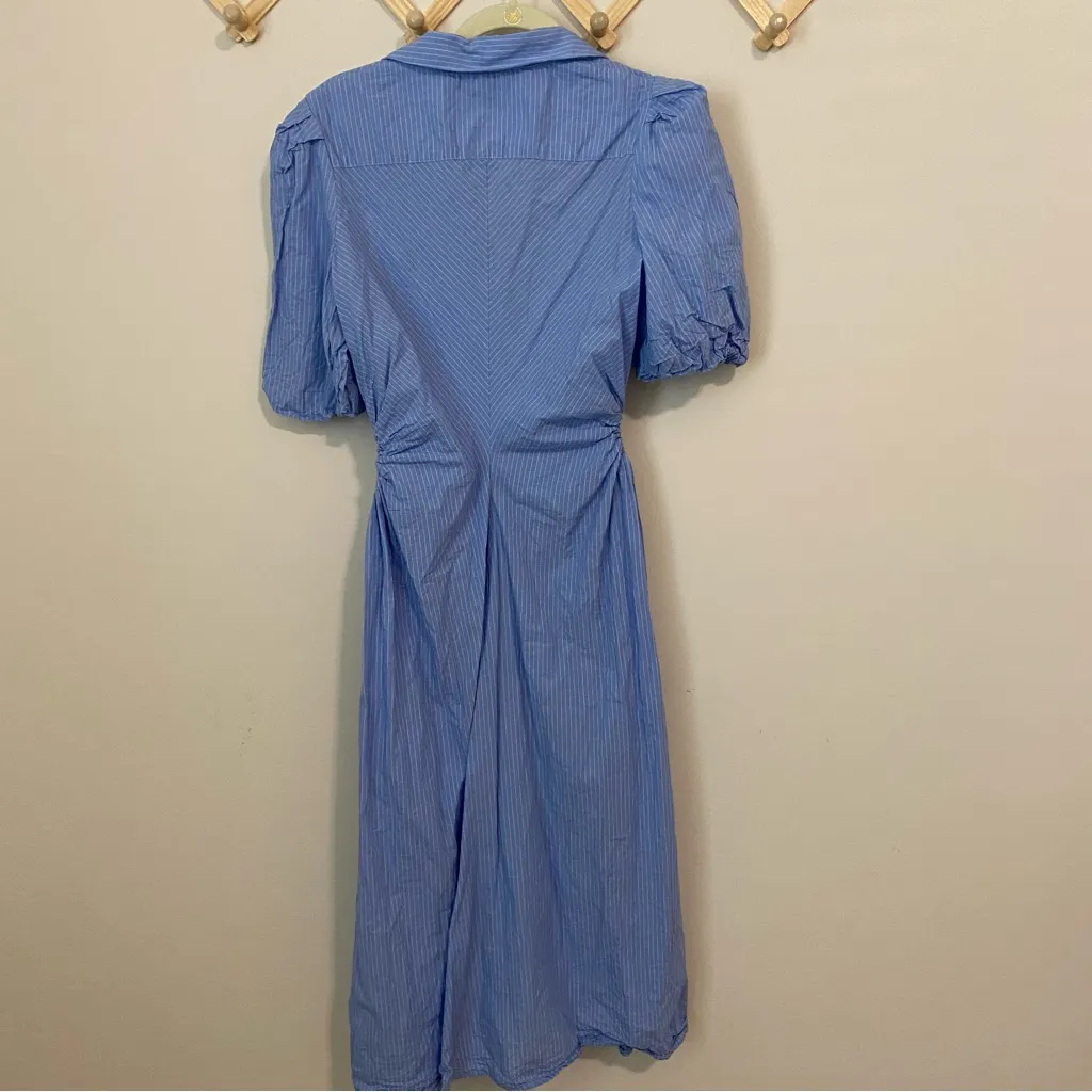 Bardot Light Blue and White Pinstripe Cotton Midi Dress size 8 - Image 10