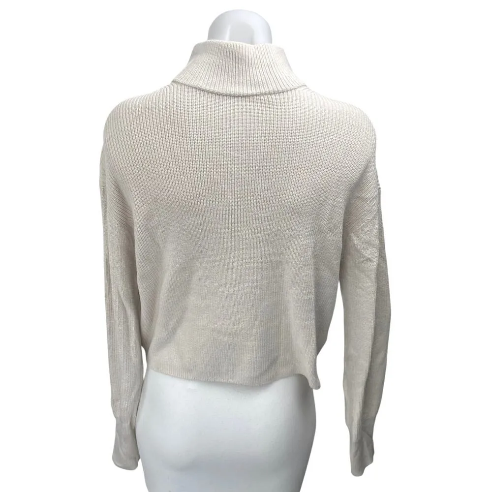 Lululemon Women's Cream White Wool Rib Knit Long Sleeve Turtleneck Sweater Top 2 - Image 2