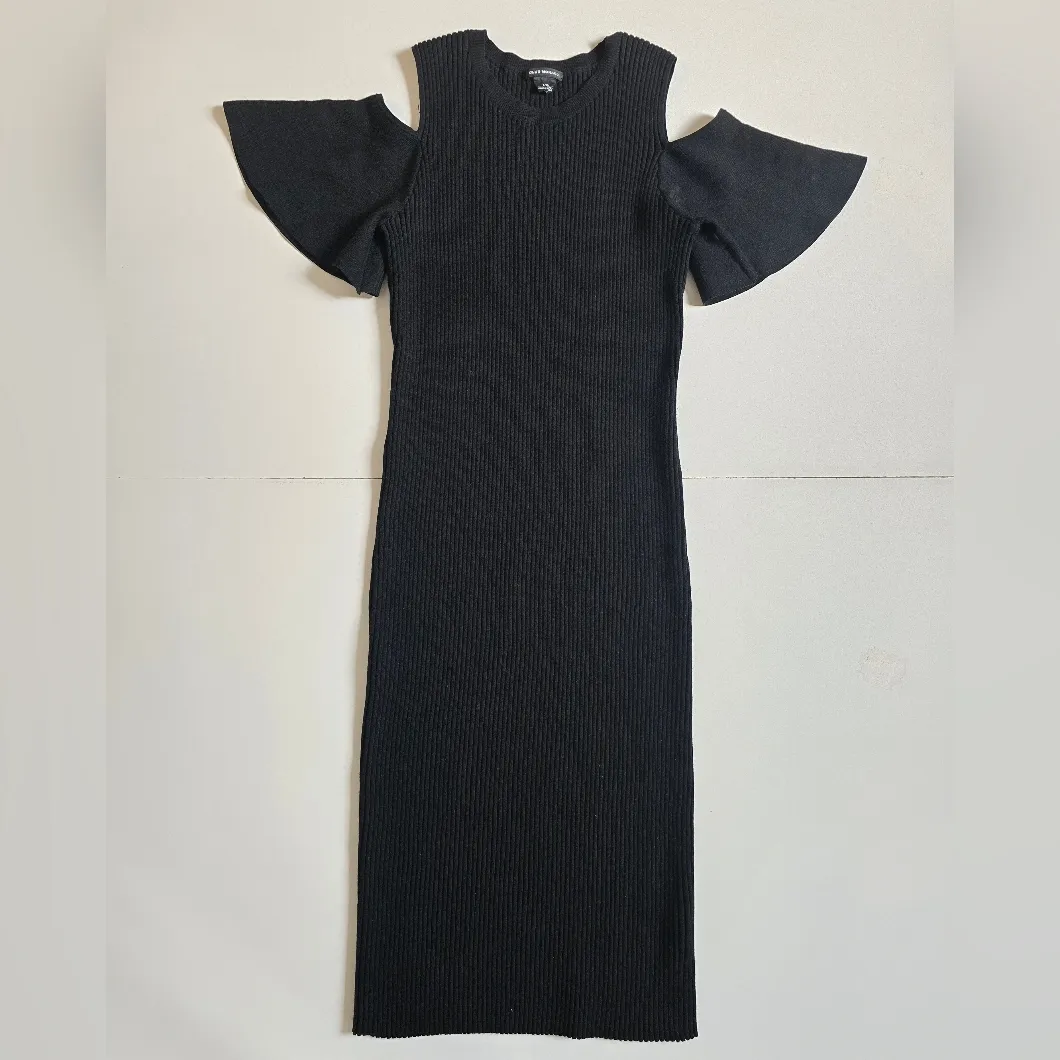 Club Monaco black cold shoulder ribbed dress Size L - Image 2