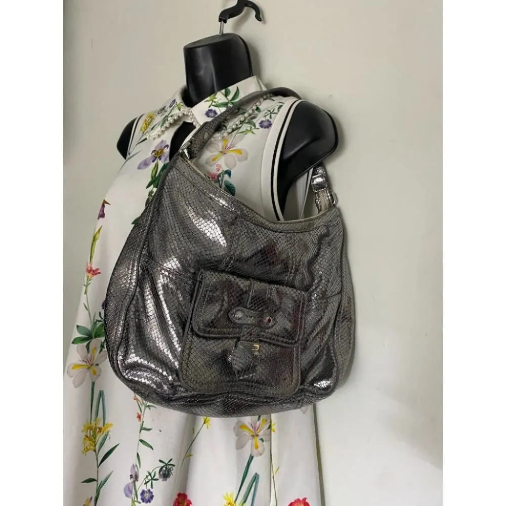 COLE HAAN Silver Snake Print Leather Hobo Bag - Image 11