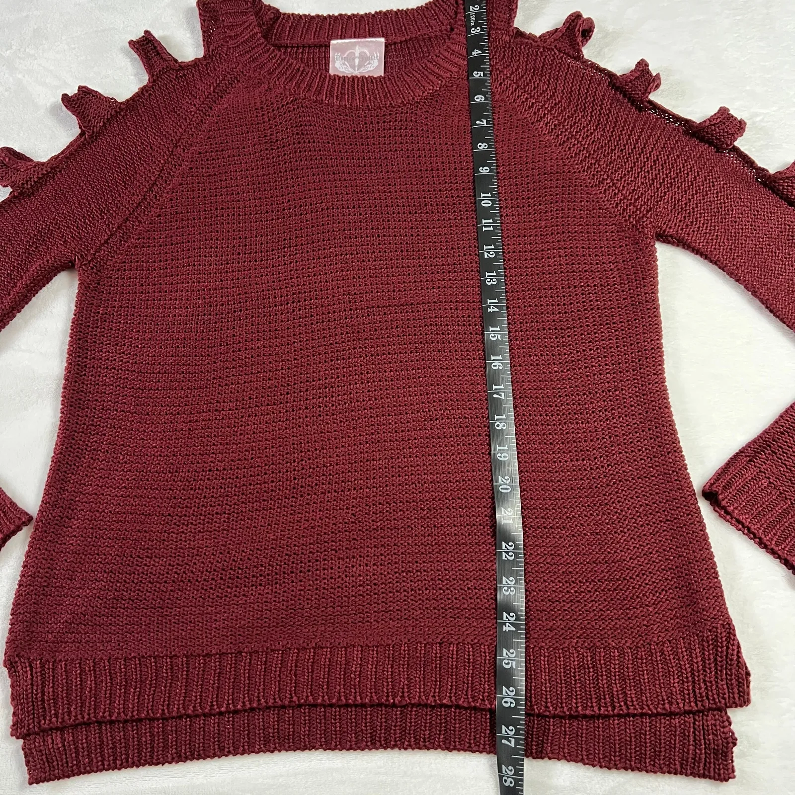 Romeo & Juliet Couture Crewneck Cut Out Sleeve Knit Sweater Size L Boho Casual - Image 8