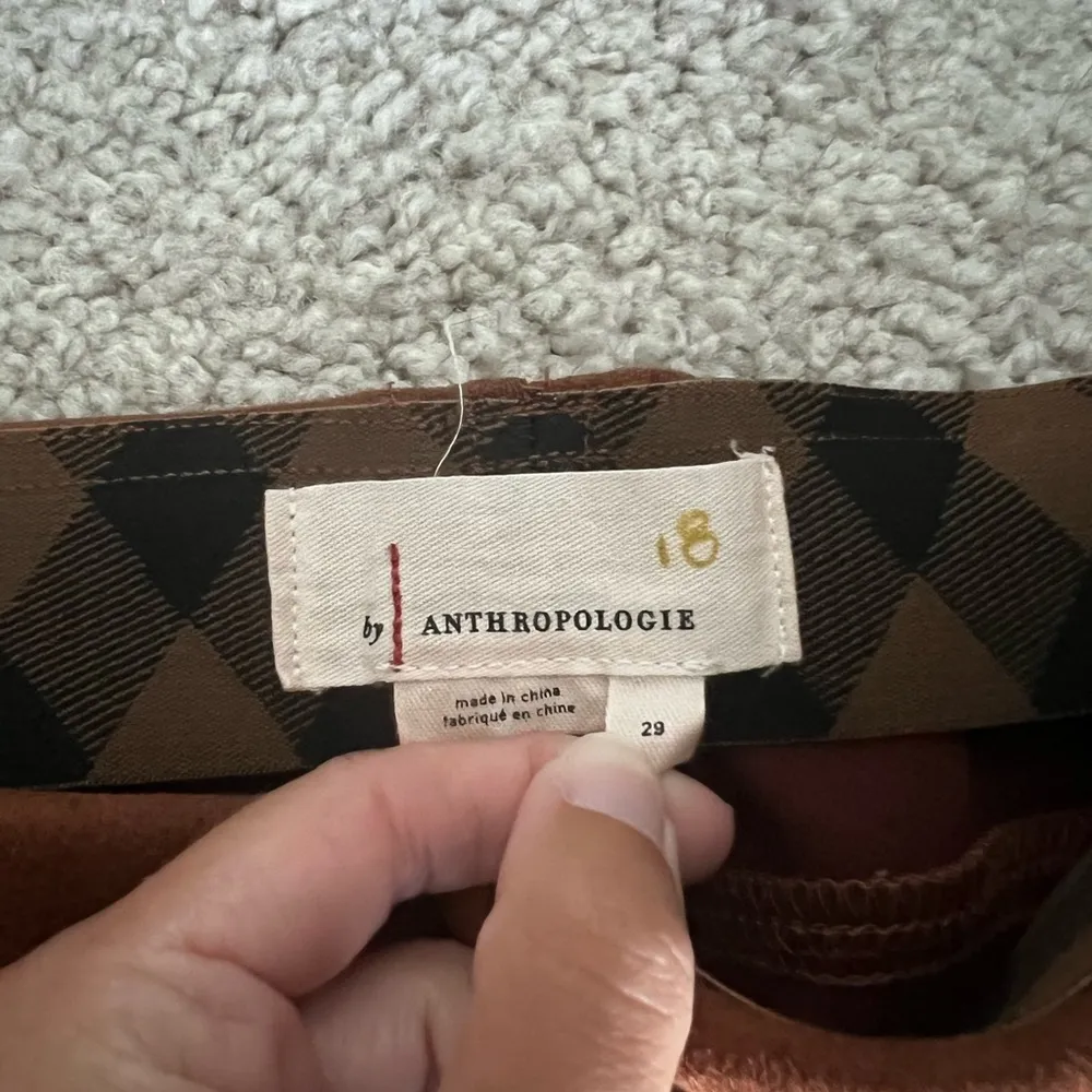 Anthropologie brown faux suede skinny pants slacks - Image 2