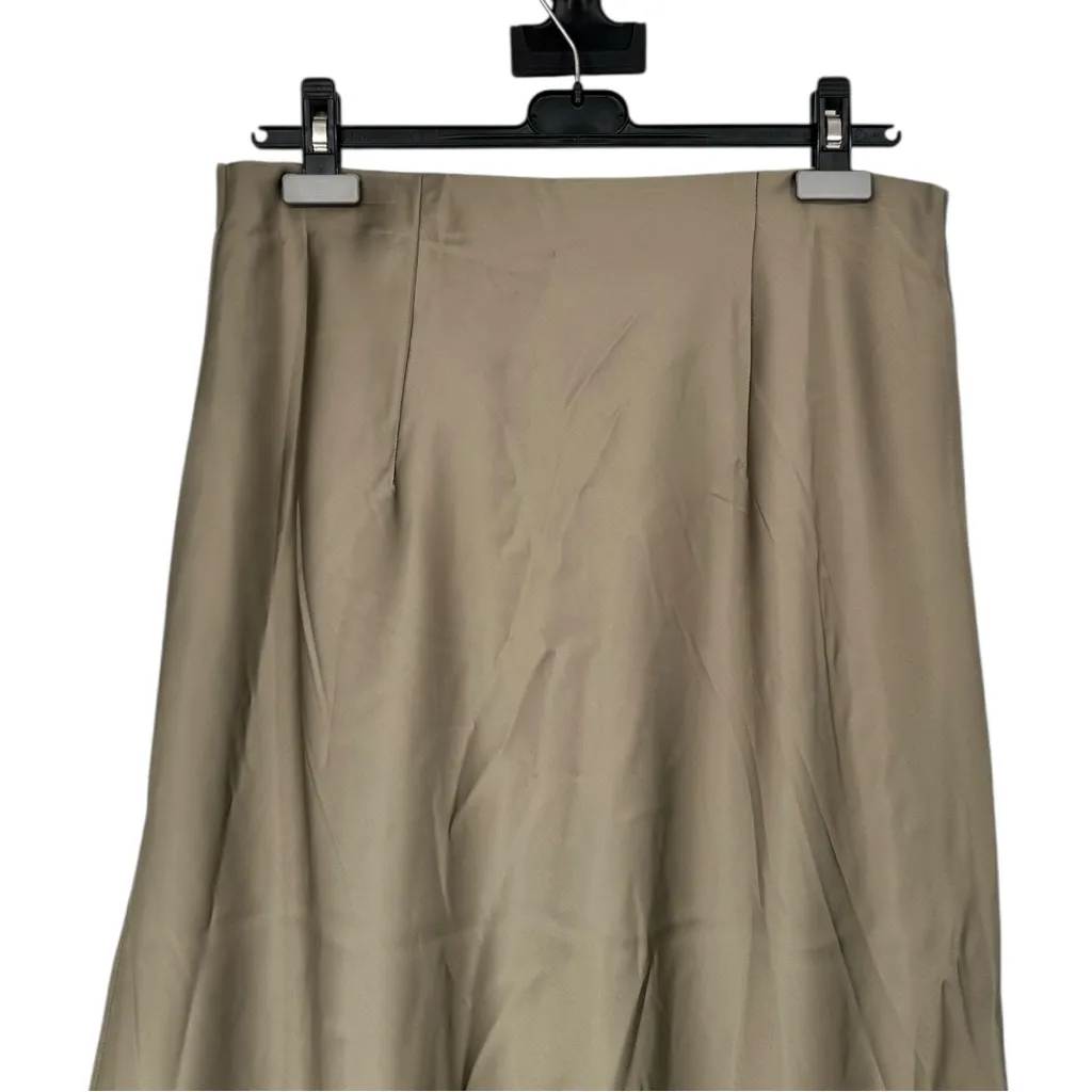 House of Harlow Olive Drab Satin Slip Skirt with Slit size Medium NWT Midi Green - Image 5