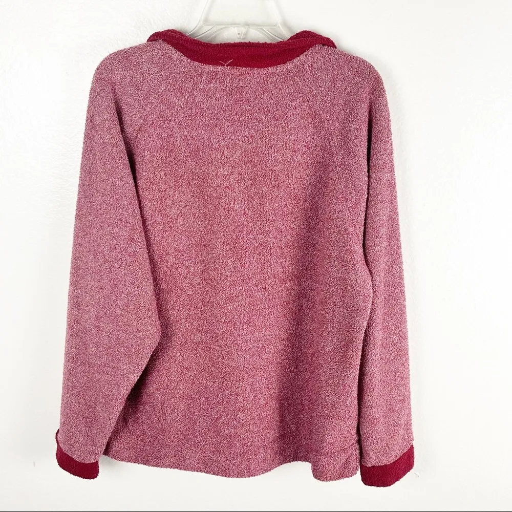 WOOLLY THREADS Red Marled Quarter Zip Long Sleeves Pullover, Size Large - Image 2