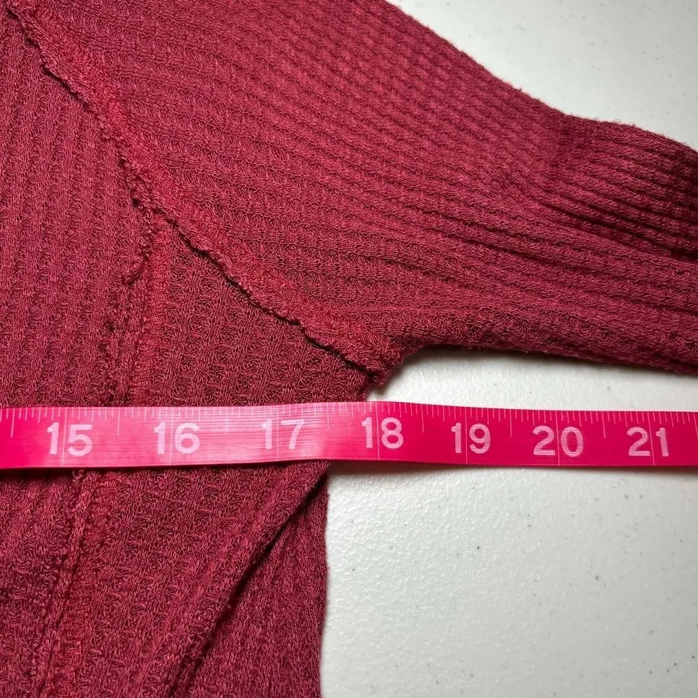 Altar'd State Red Mini Dress Tunic Long Sleeve Medium‎ Thermal Waffle Knit - Image 8