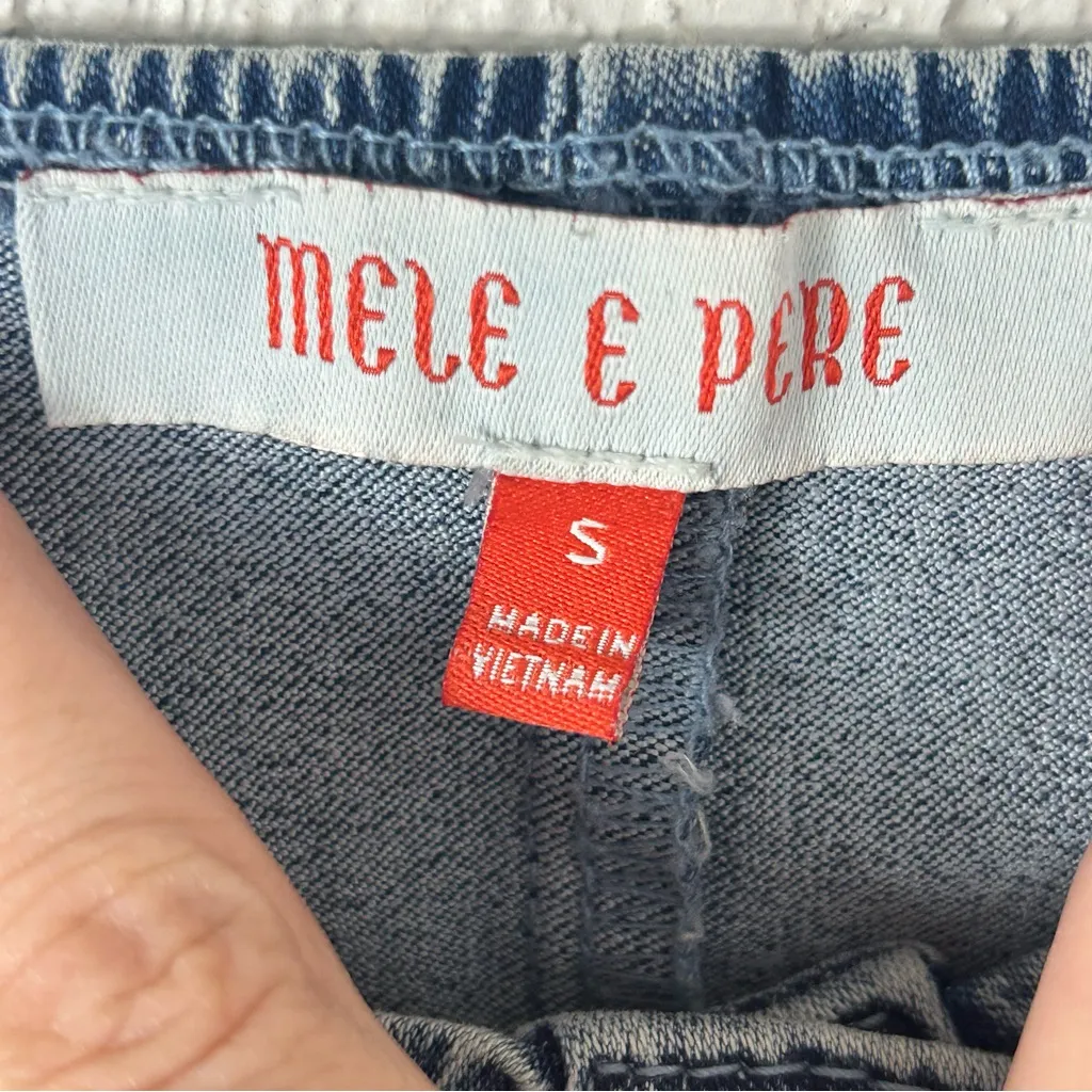 MELE E PERE | Acid Wash Denim Front Snap Puff Sleeve Stretchy Mini Dress Size S Blue - Image 3