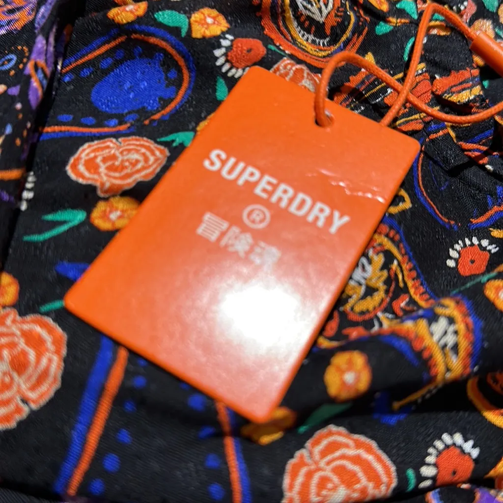NWT Superdry High Neck Mini Dress In Color Multi Paisley Print - Image 9