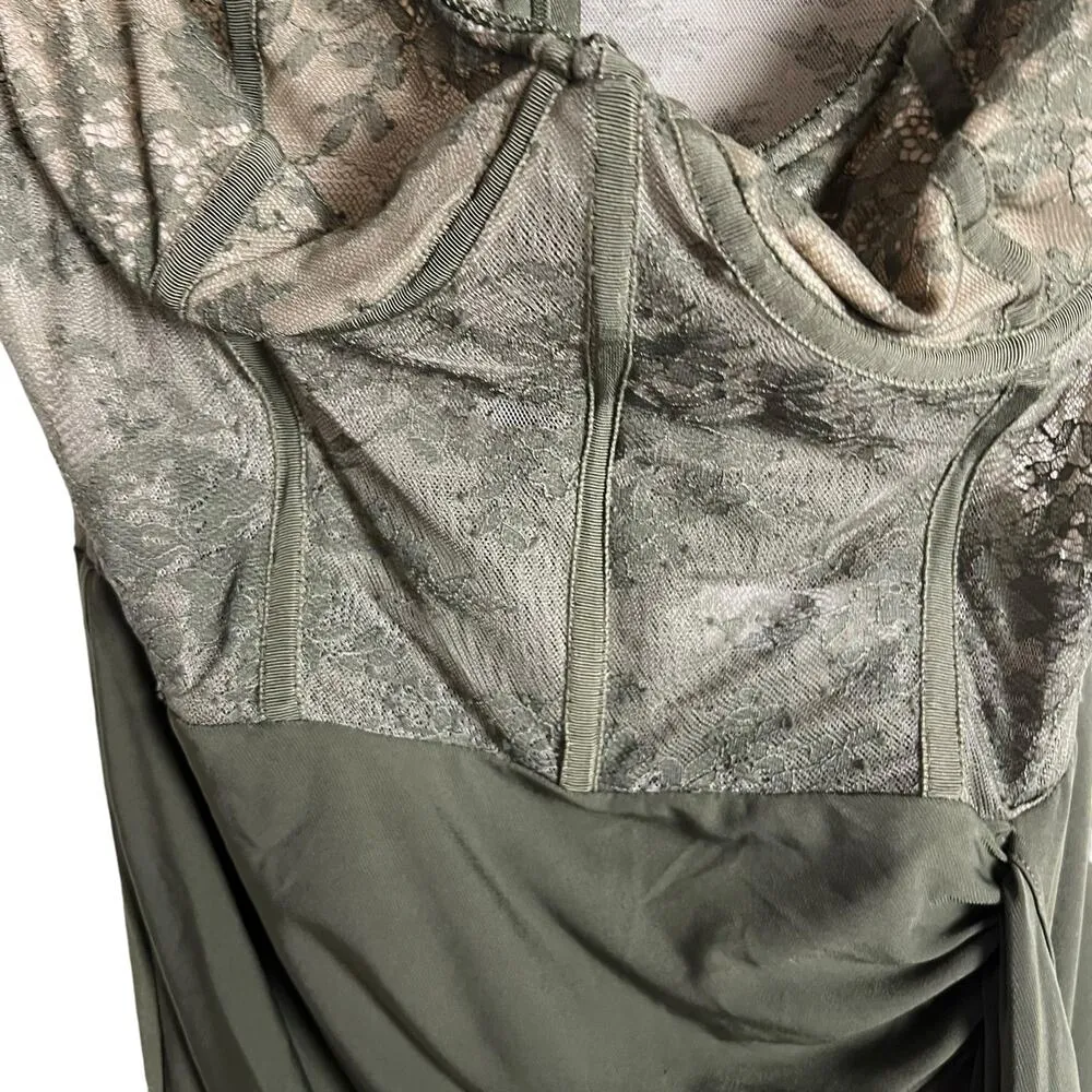 Katie May Willow Olive Green Lace Bustier Maxi Formal Gown Dress Sz XL - Image 9