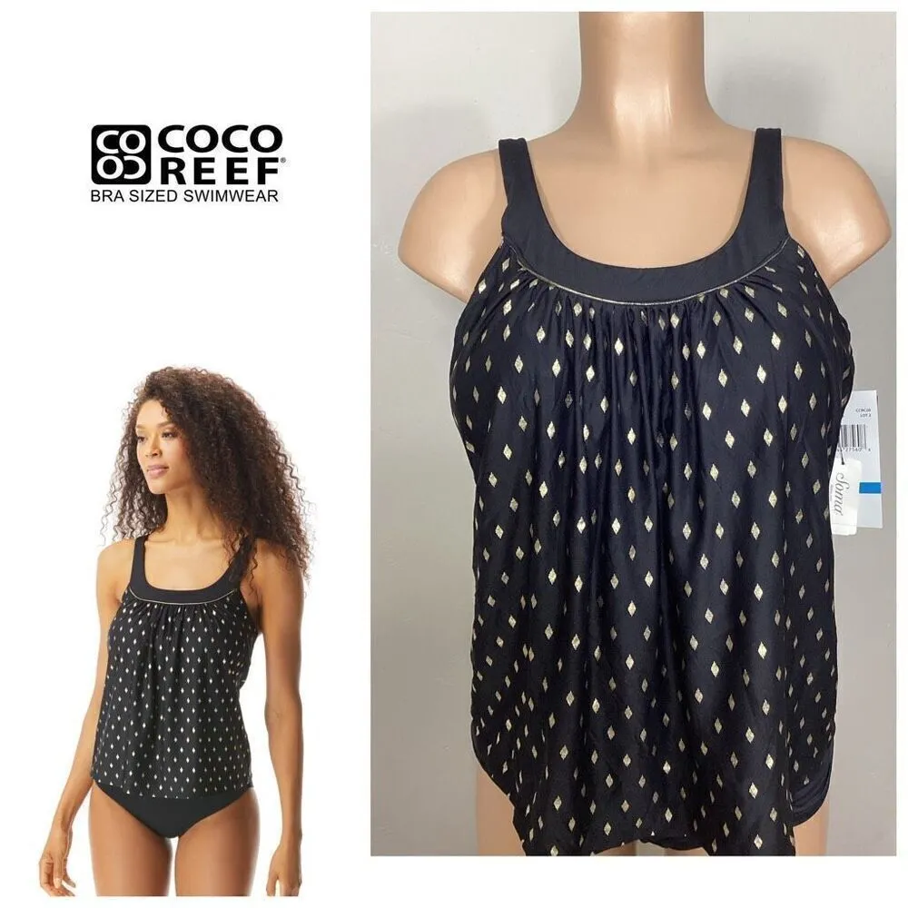 New. Coco Reef black tankini top. 36D(med). Retails $88 - Image 2