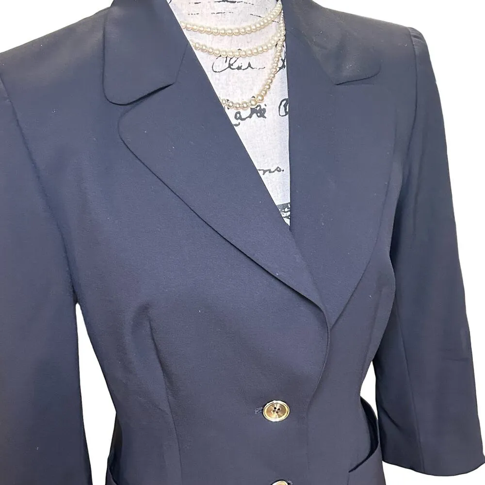 Escada Blazer Black Gold Buttons 2 Button Closure New Wool Jacket 38 Classic Size undefined - Image 3