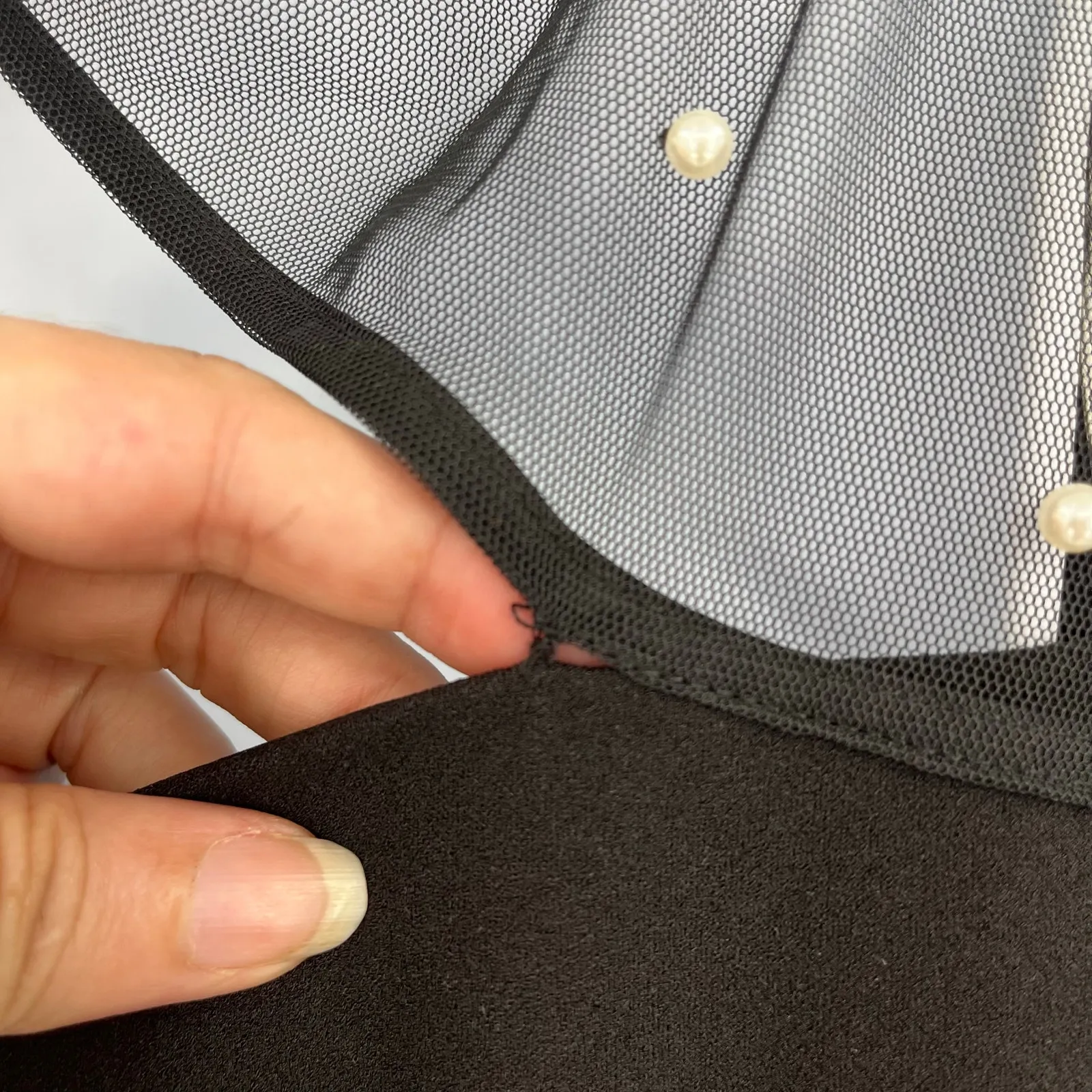 Karl Lagerfeld Pearl Mesh Sheath Dress Sz 14 Coquette Sheer Whimsigoth Glam Bow - Image 9