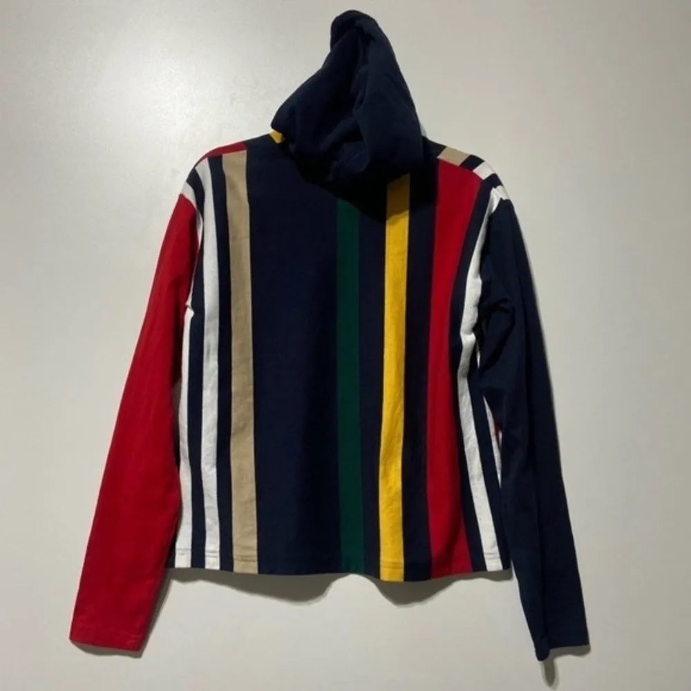Tommy Hilfiger Classic Polo Colorful Stripes Hoodie Size XS Oversized Boxy Fit - Image 8