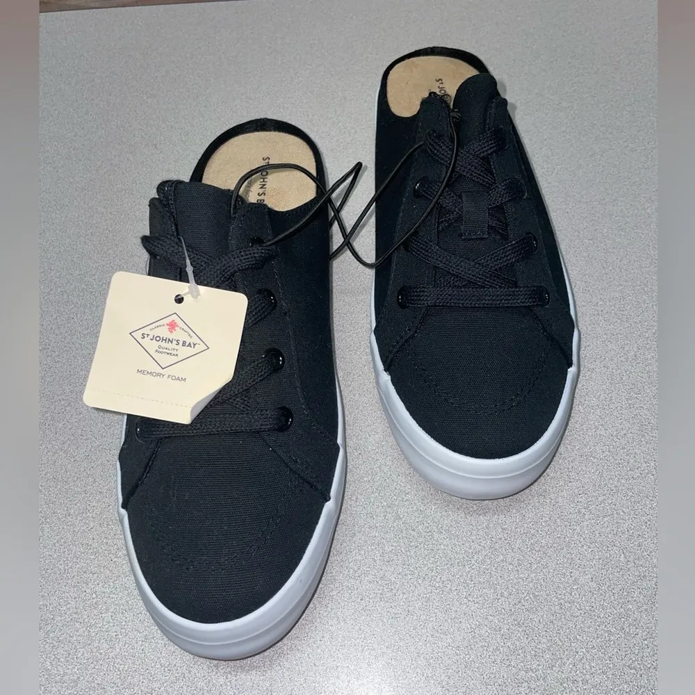 Nwt St. John's Bay Boating Womens Sneakers black size 8 slip on comfort canvas - Image 11