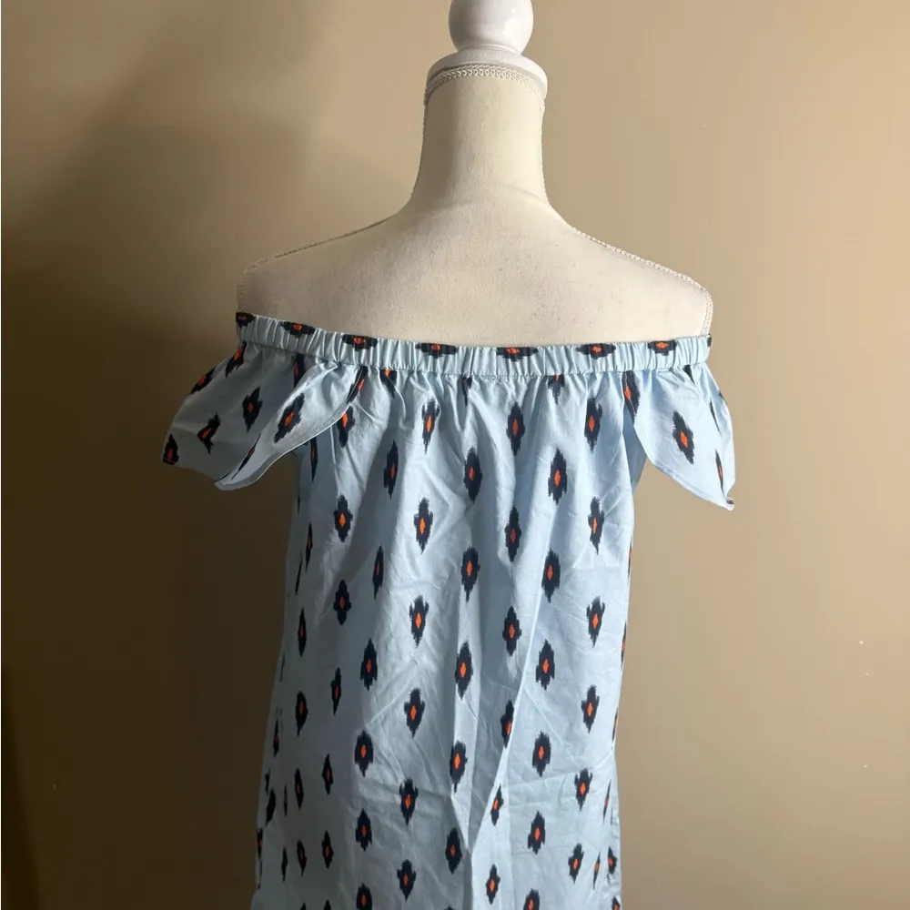 NWT j crew Blue Off-Shoulder Dress with Pattern small - Image 8