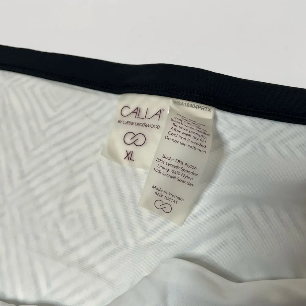 NEW CALIA by Carrie Underwood Island Geo Wide Banded Printed Bikini Bottoms XL White - Image 2