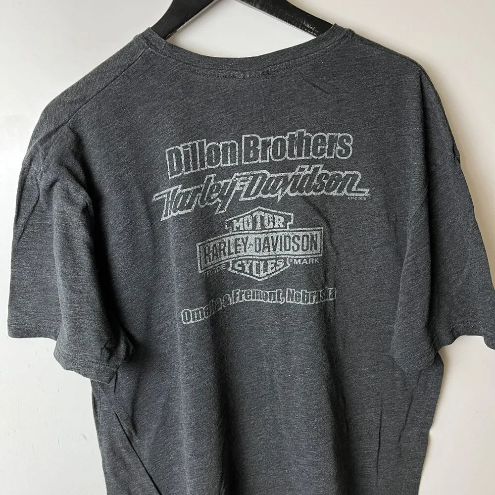 2015 Harley Davidson Omaha Nebraska T Shirt Large L Gray Graphic Tee - Image 10