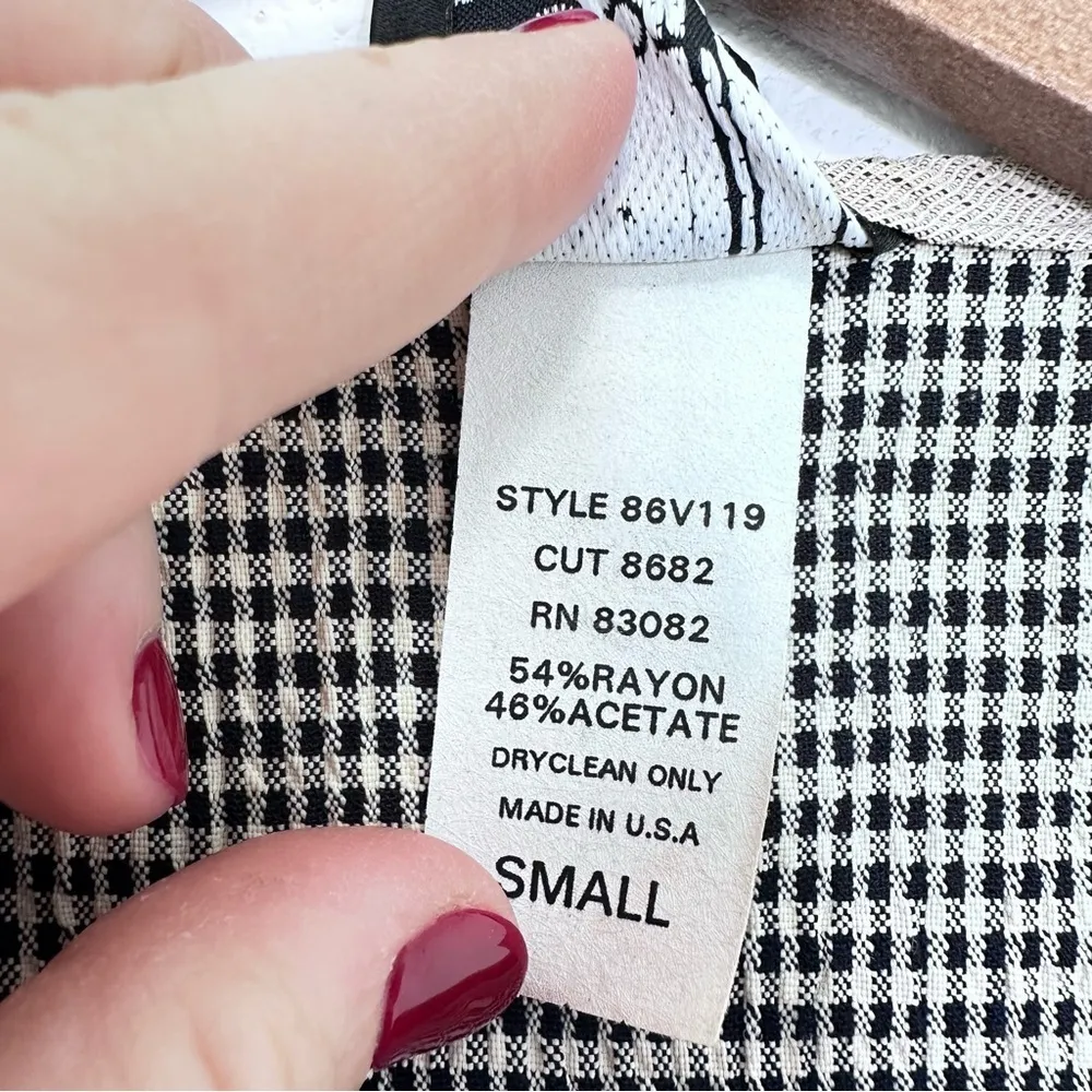 Vintage 90s Gingham Vest First Option Black & Cream Lagenlook Artistic Button Up - Image 5