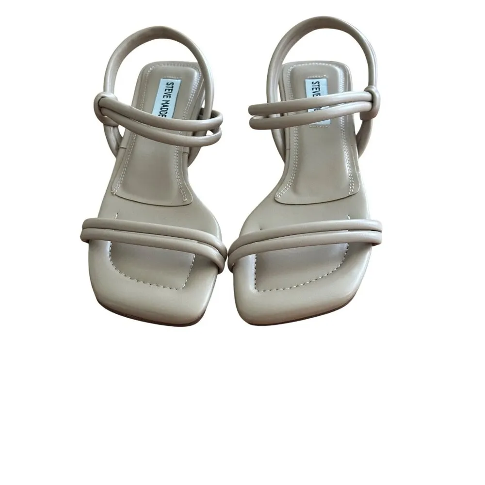 Steve Madden Beige Square Toe Strappy Sandals Low Block Heel Sz 7.5 NEW - Image 3