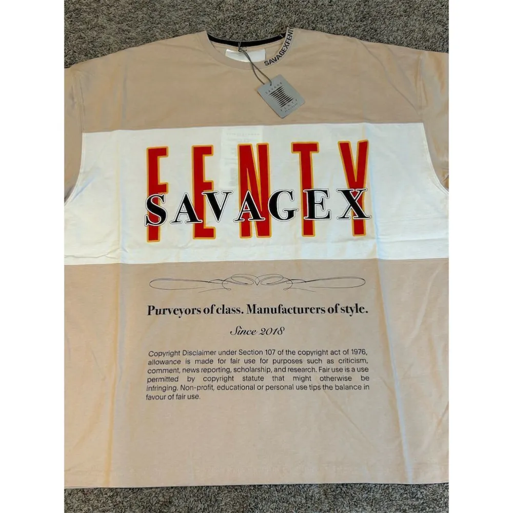 Savage X Fenty Shirt Dress Beige Oversized Graphic Tee Dress Size XS Casual - Image 9