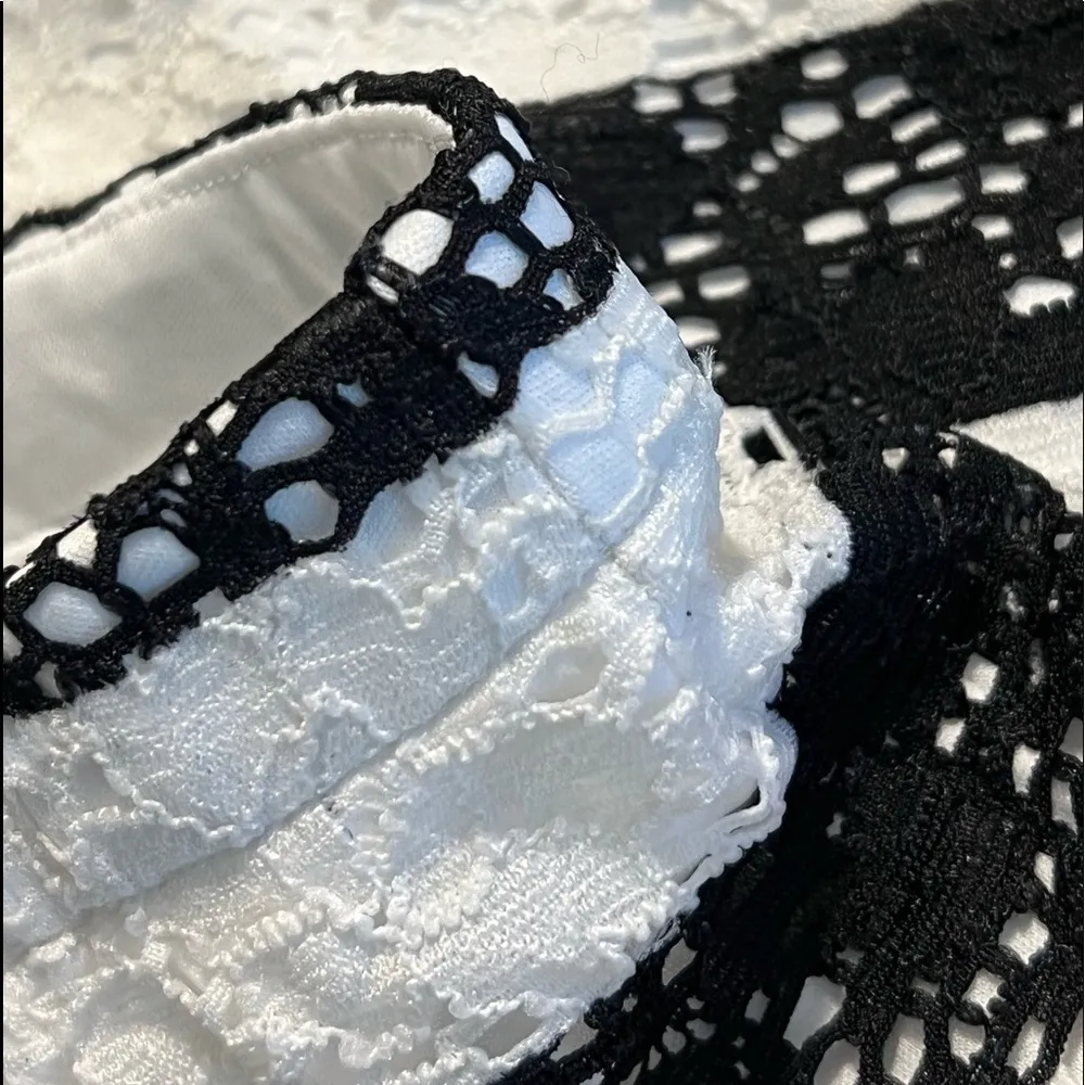 Lane Bryant size 14 womens black white crochet look pencil skirt zips clasps NWT - Image 8