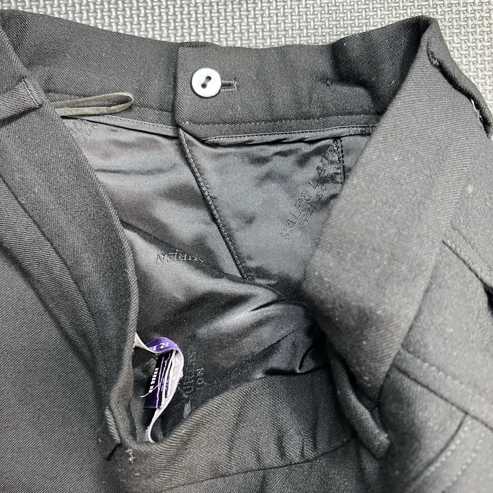 Ralph Lauren Purple Label Wool High Waist Dress Pants Black Sz 6 Button Pant Hem - Image 12