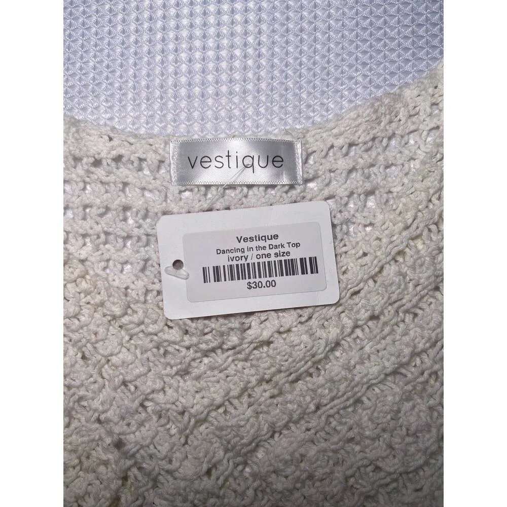 Vestique Womens Crochet Knit Tank Top White Boho Festival Cottagecore SIZE S/M - Image 4